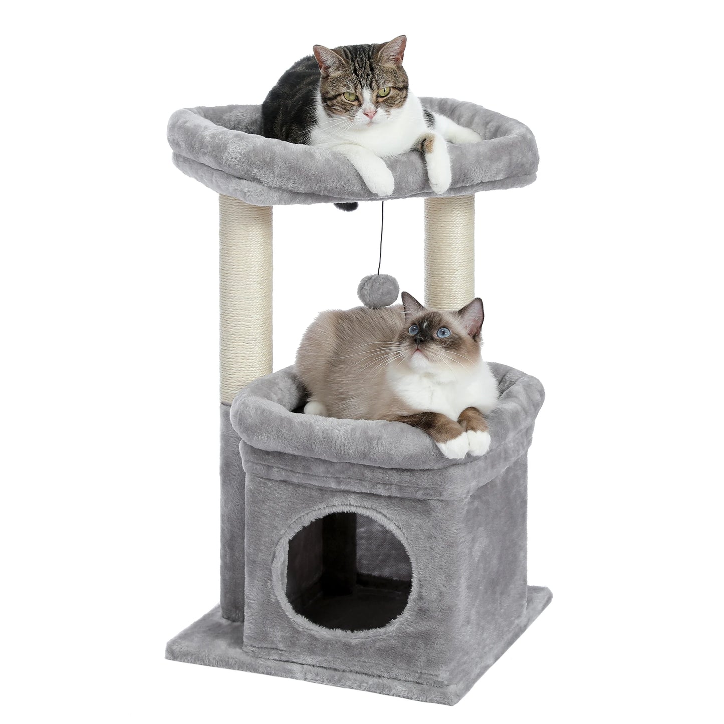 PEQULTI Cat Tree With Natural Sisal Scratching Post And Condo