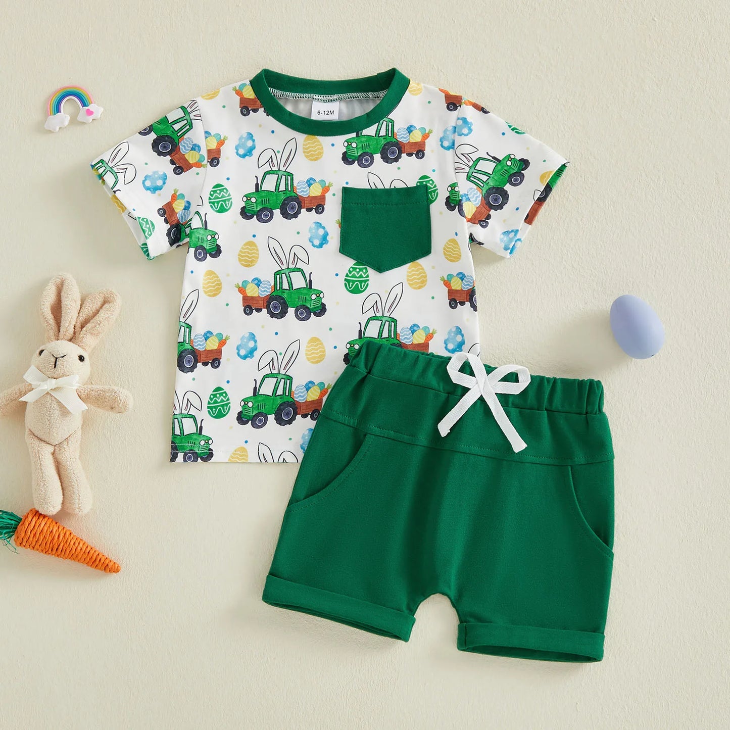 Easter Bunny Print Baby Girls 2 Piece Clothing Set