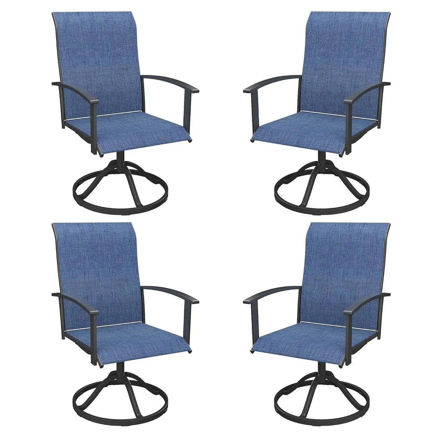 Swivel Patio Chairs Set of 4 High Back Textilene Dining