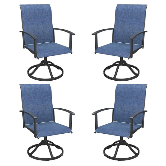 Swivel Patio Chairs Set of 4 High Back Textilene Dining