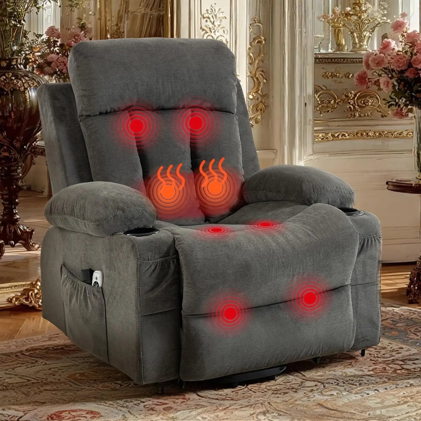 Power Lift Recliner Massage Chair For Elderly With Lumbar Heat