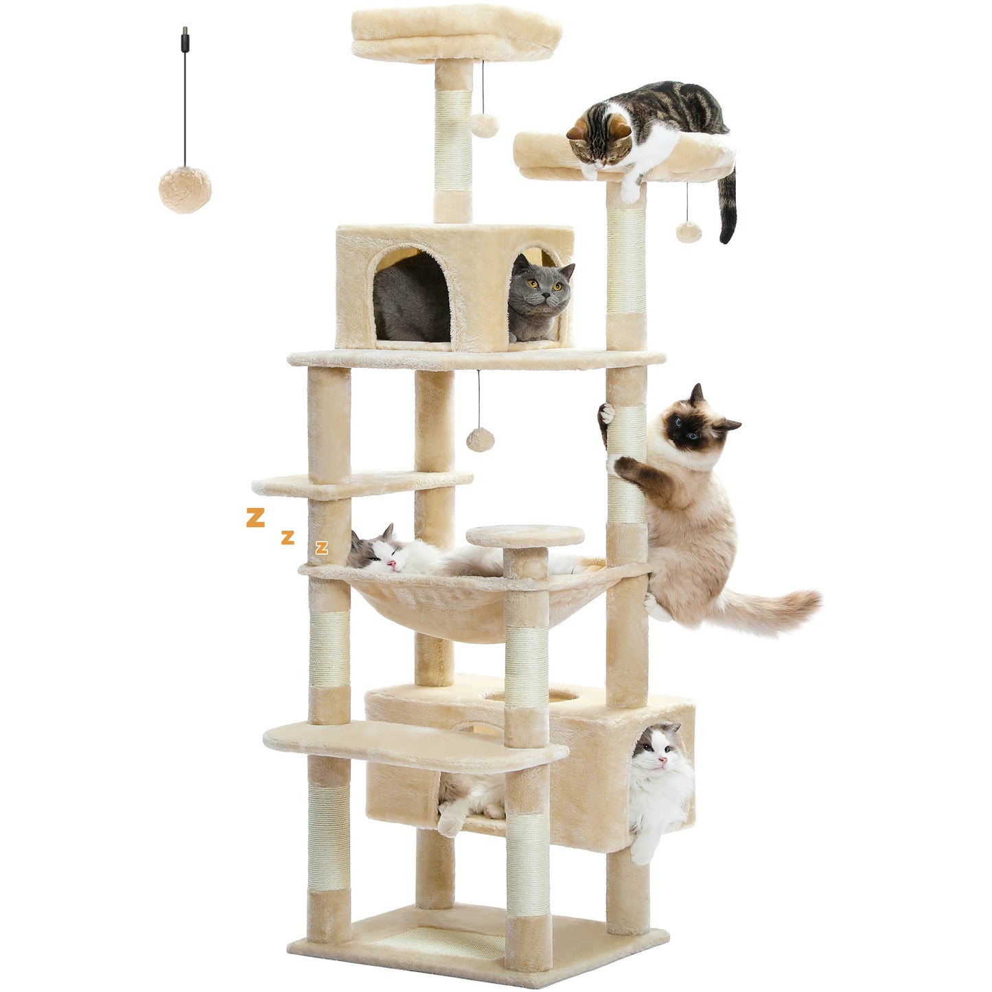 PAWZ Road Cat Tree Tower With Sisal Scratching Posts Hammock