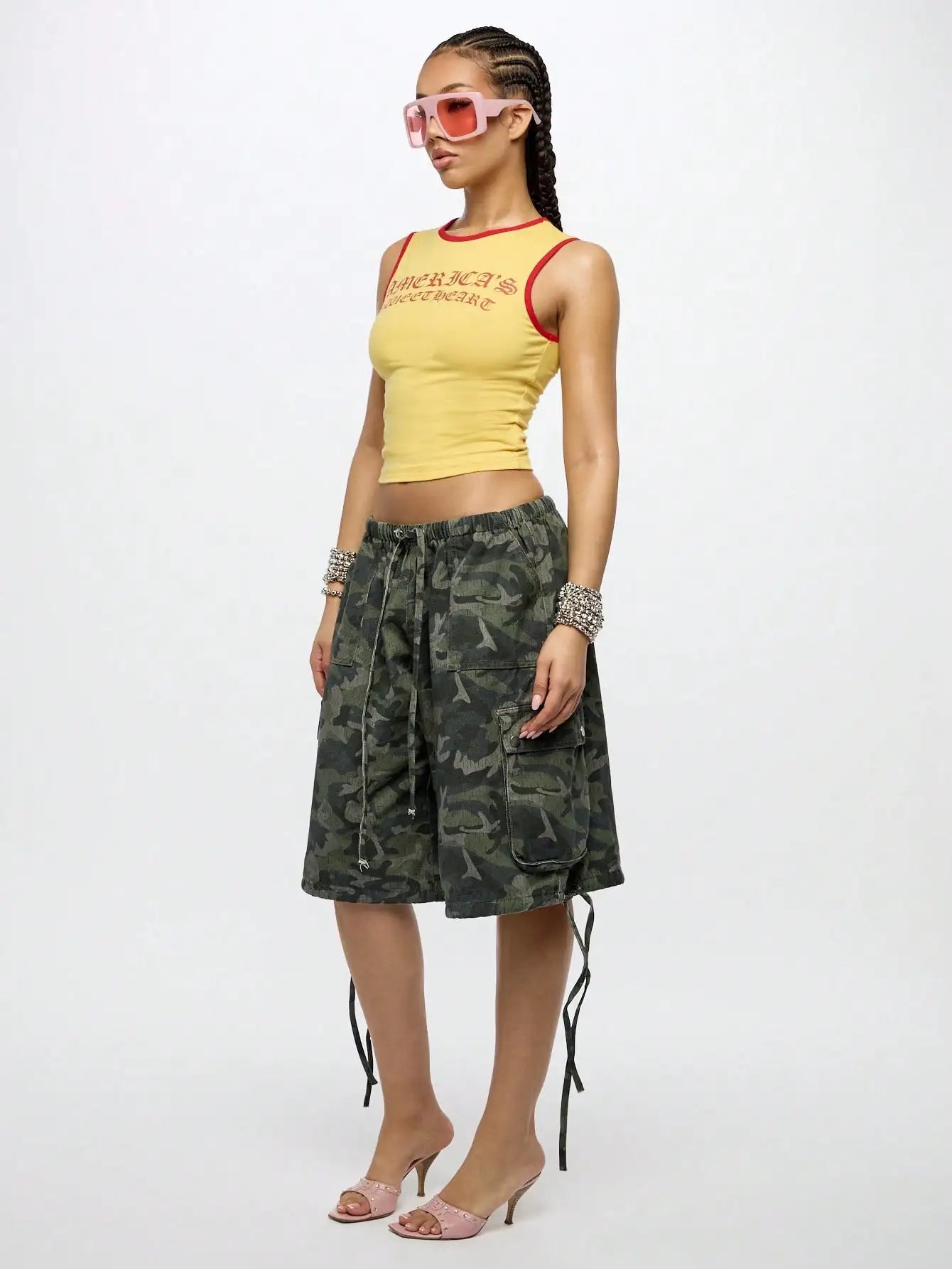 Americas Sweetheart Crop Tank Top Sleeveless Retro Varsity Style