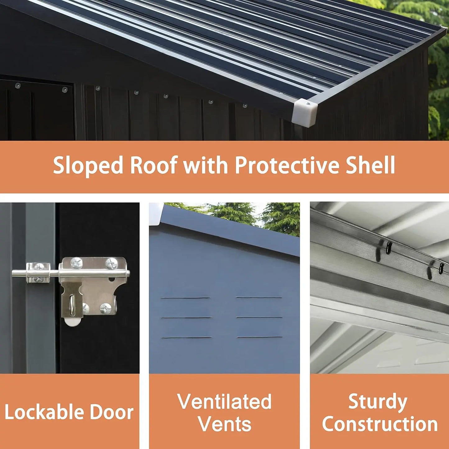 Galvanized Metal Outdoor Storage Shed For Garden Tools