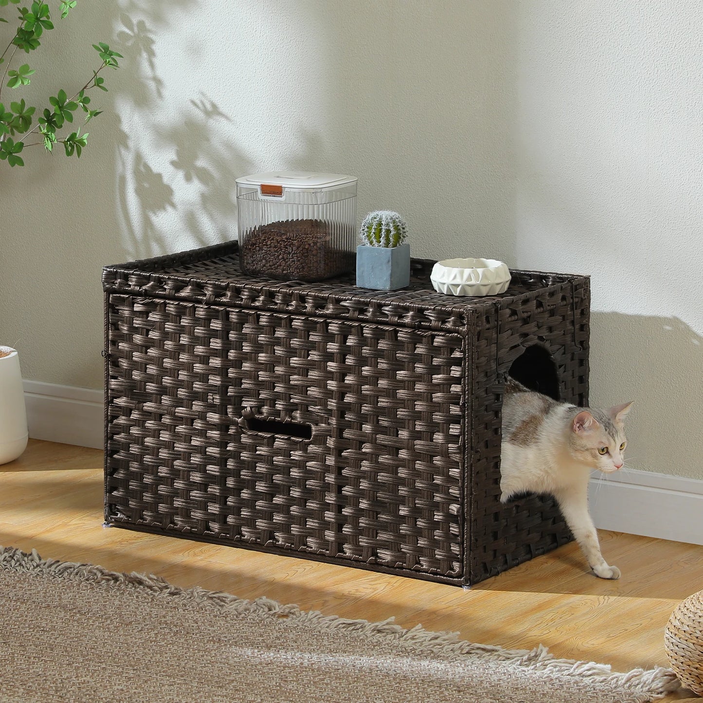PAWZ Road Rattan Cat Litter Box Enclosure With Door