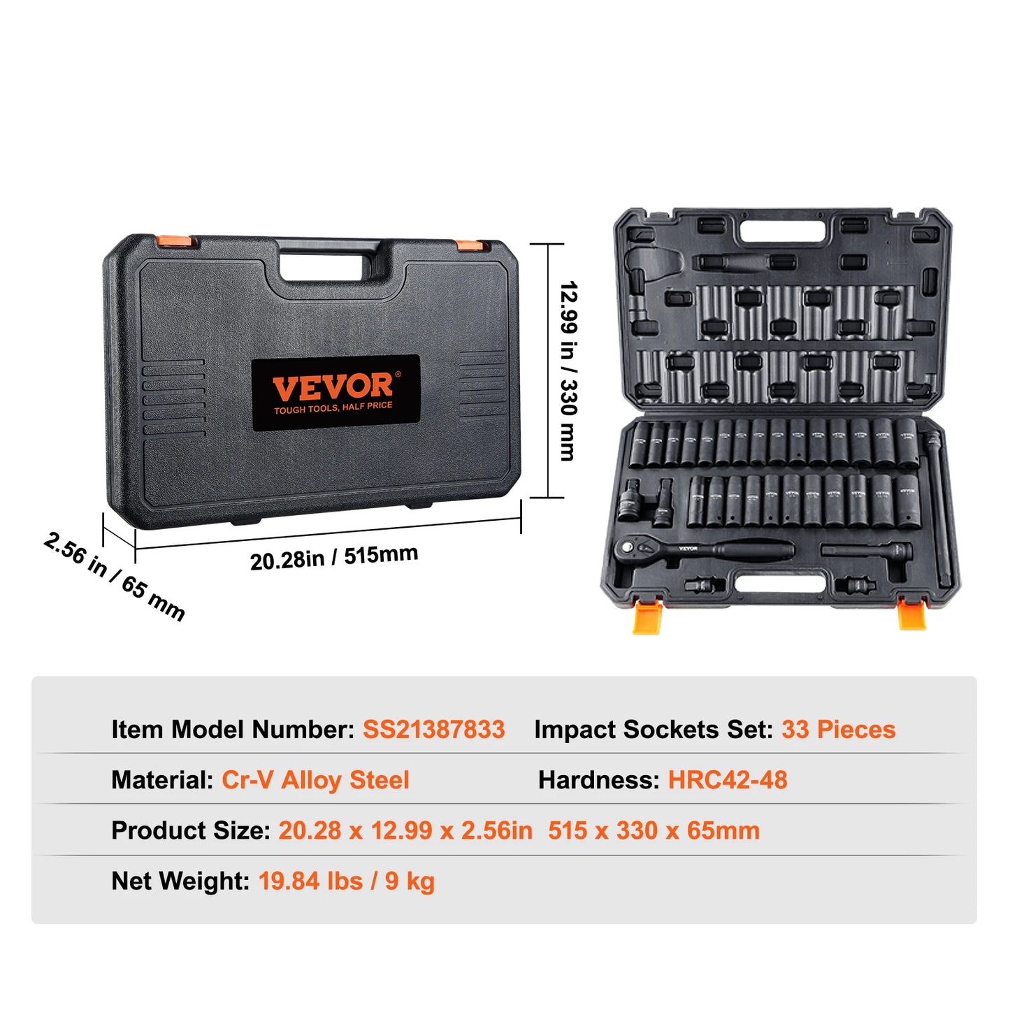 SucceBuy Impact Socket Set Deep SAE Metric CrMo Alloy Steel