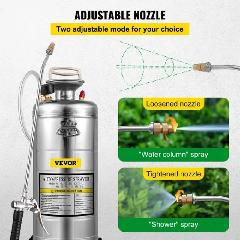 VEVOR Stainless Steel Sprayer Hand Pump With Gauge And Wand