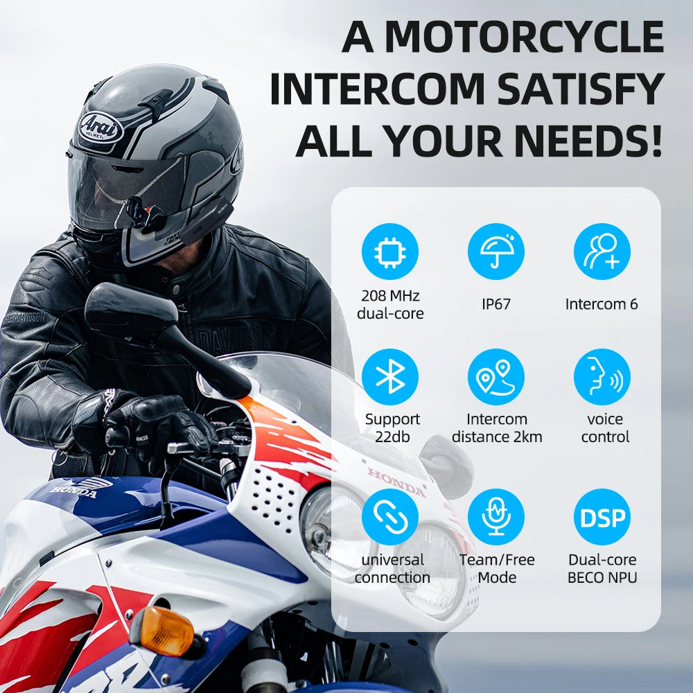 JimiLife Motorcycle Helmet With Bluetooth Earphones And 2 Kilometer Intercom