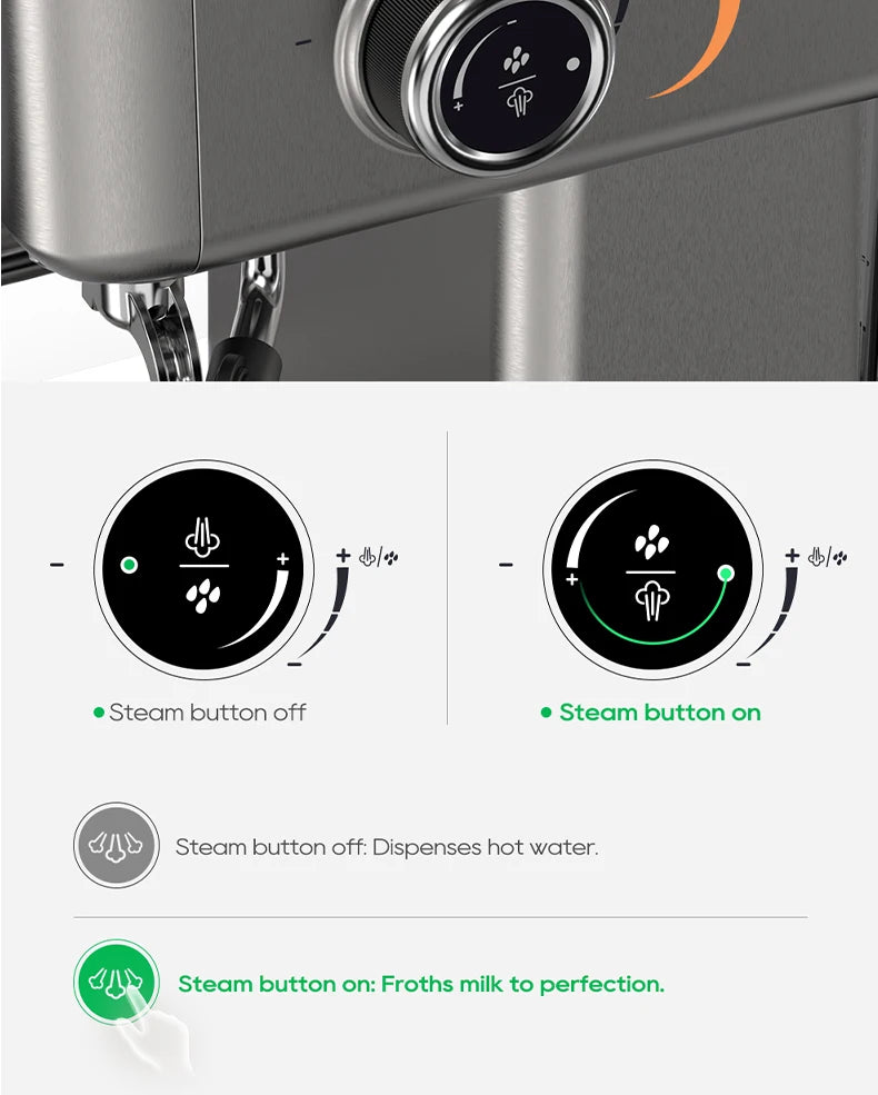 HiBREW 20 Bar Semi Automatic Espresso Temperature Adjustable 58mm Portafilter