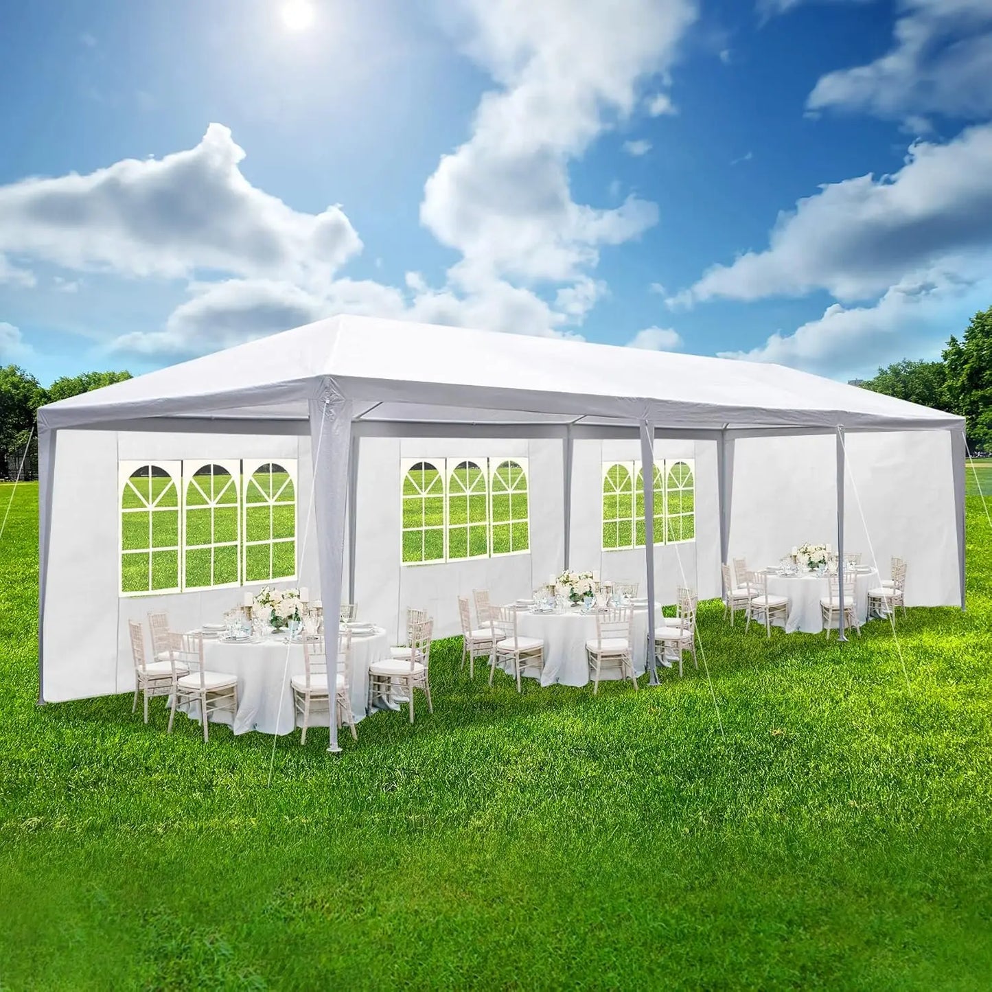 Outdoor Waterproof Gazebo Canopy Tent With Removable Sidewalls And Windows