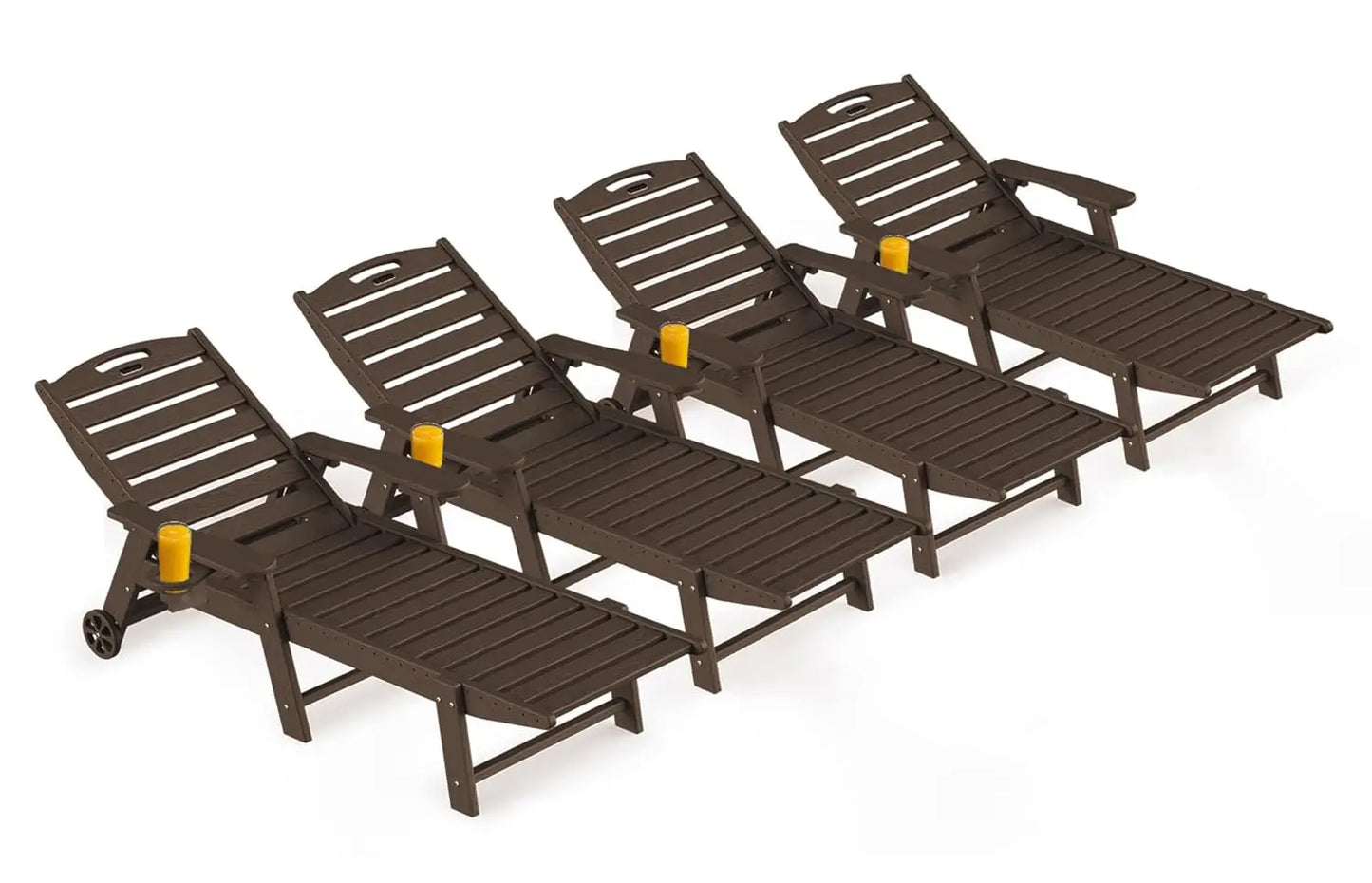 Outdoor Lounge Chairs Set Of 4 All Weather HDPE Wheels
