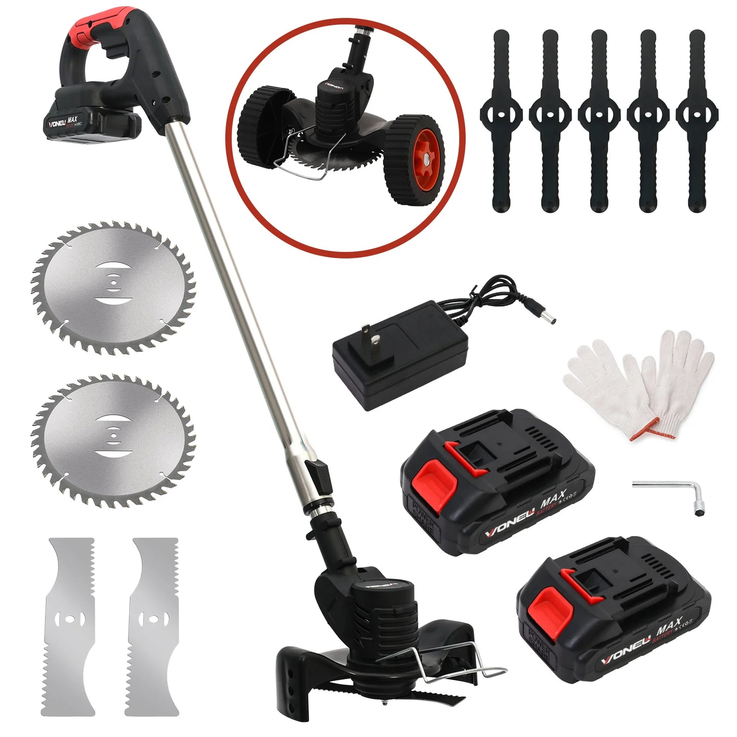 Cordless Electric Weed Wacker 21V With 2x2.0Ah Battery