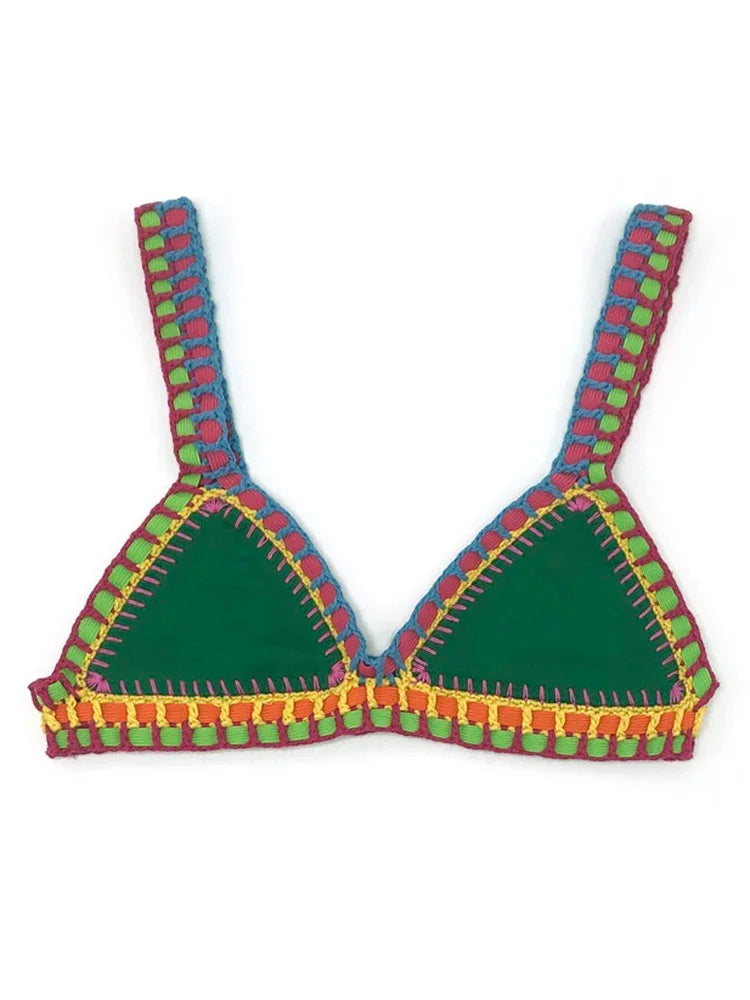 NONECN Crochet Two-Piece Bikini Set For Women Swimwear