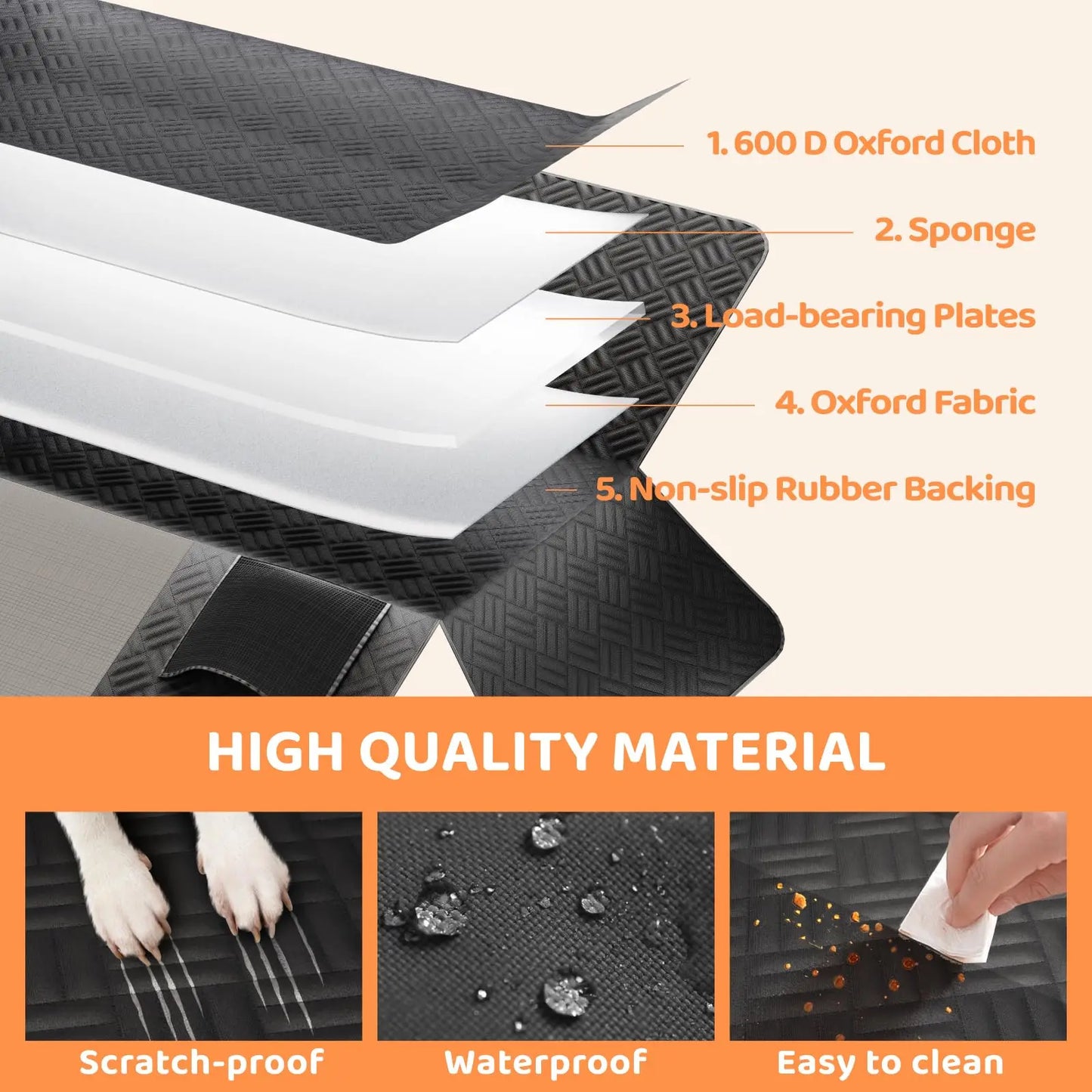 NONECN Dog Hammock Rear Seat Cover With Hard Bottom Extender
