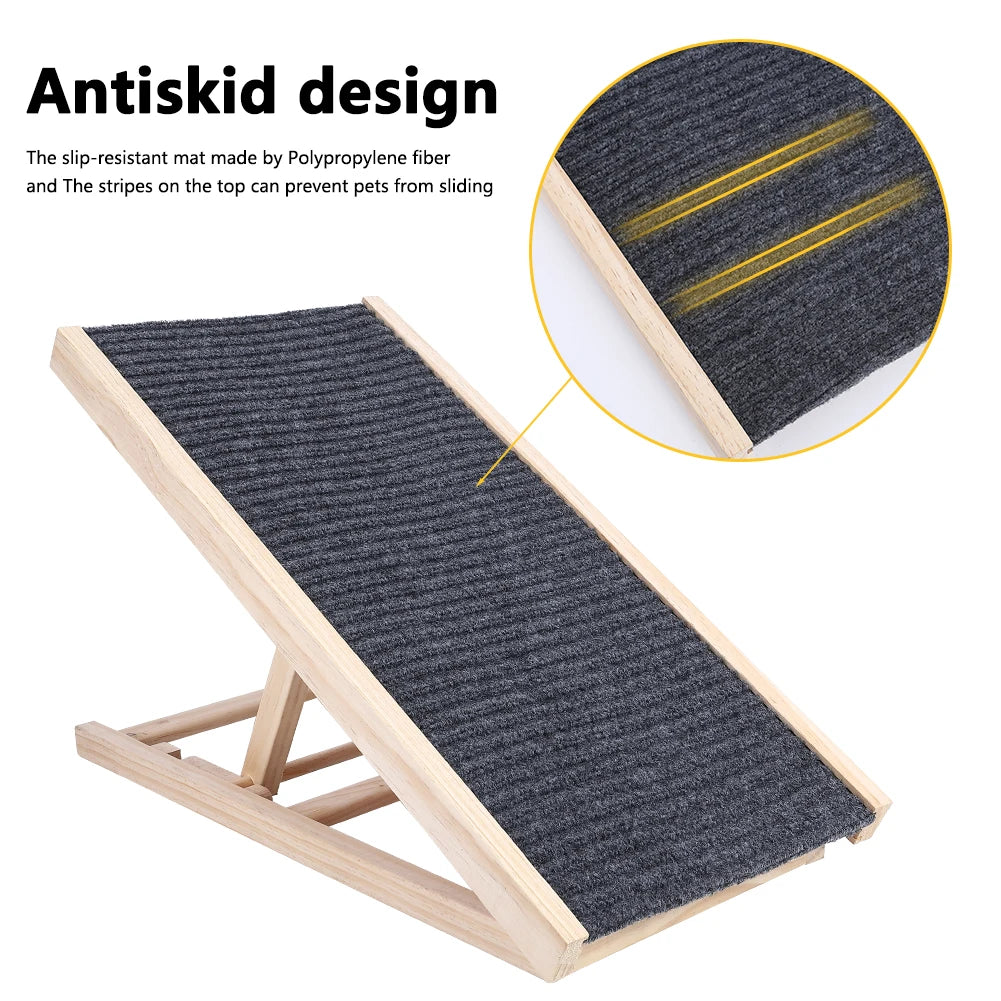 TWISTER.CK Pet Dog Ramp Ladder Natural Pine Wooden Lightweight Folding