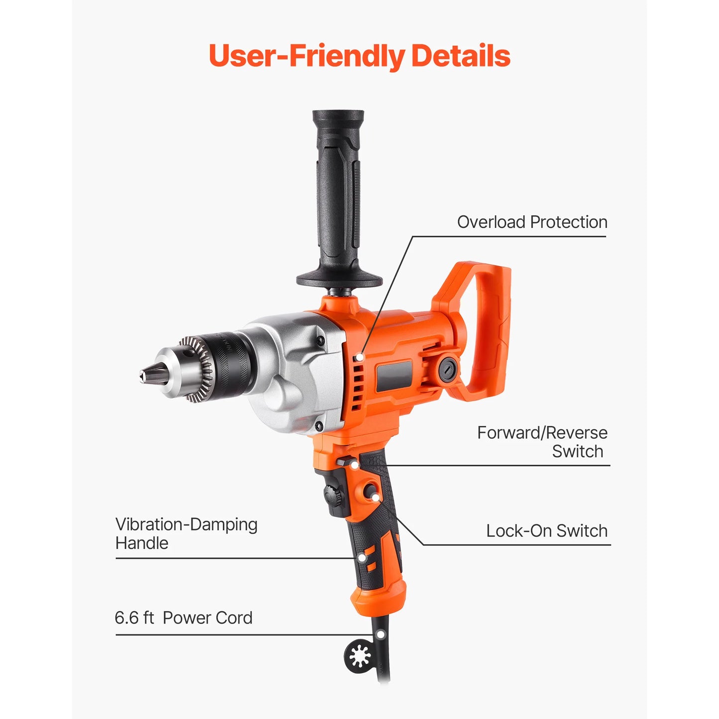 SucceBuy Drill Mixer Corded Electric With D Handle For Cement