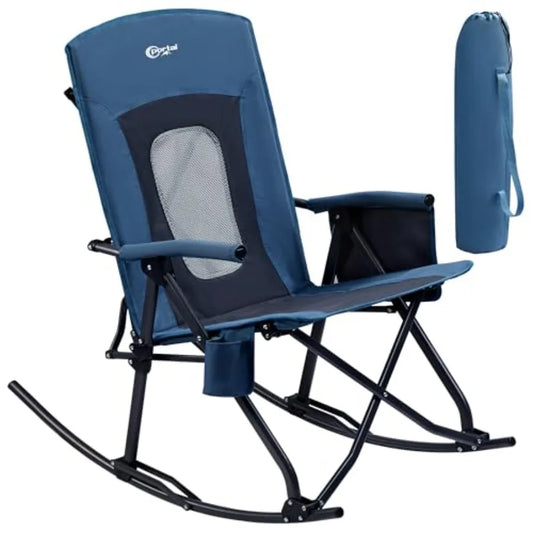 Folding Rocking Camping Chair Portable Outdoor Rocker With High Back