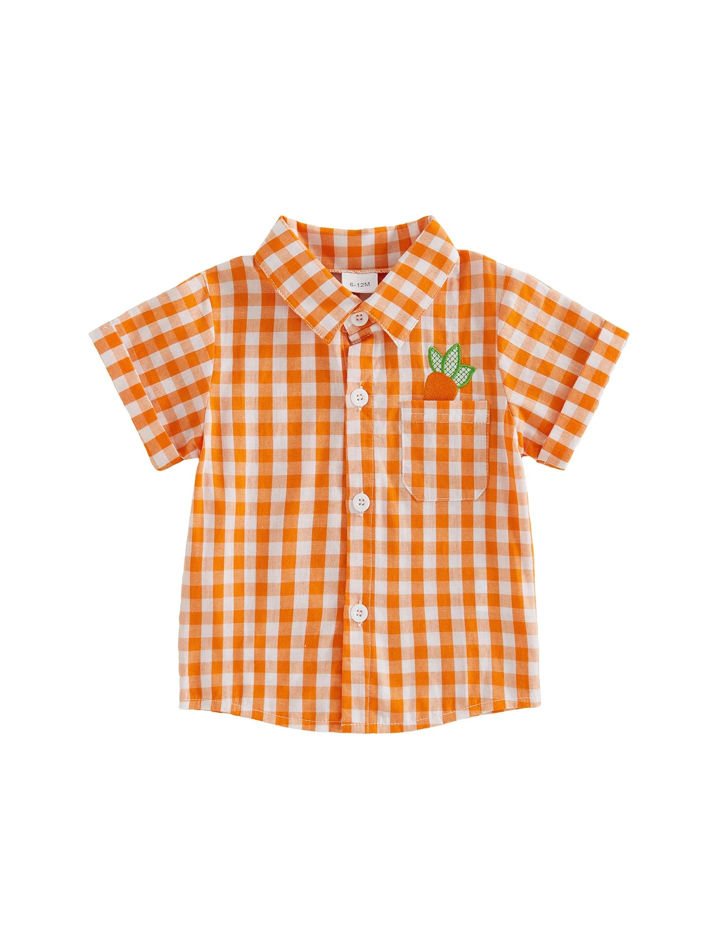 Toddler Easter Outfit Set With Bunny Embroidered Shirt And Plaid Shorts