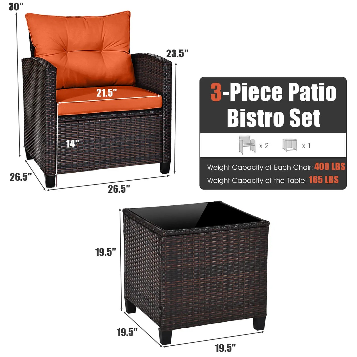 HOMASIS Patio Rattan Furniture Set Cushioned Conversation Set