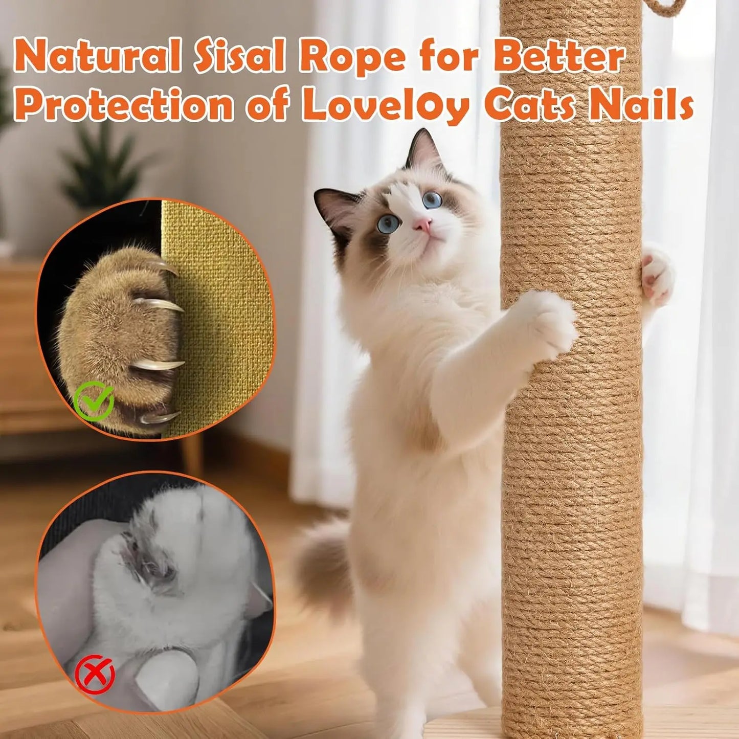 KYJGCN Sisal Cat Scratching Post Indoor Two Tier Ball Track Toy