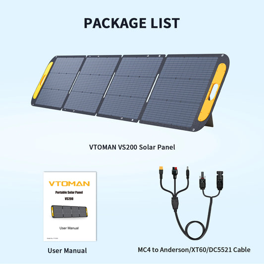 VTOMAN VS200 Portable Solar Panel 200W Outdoor Generator