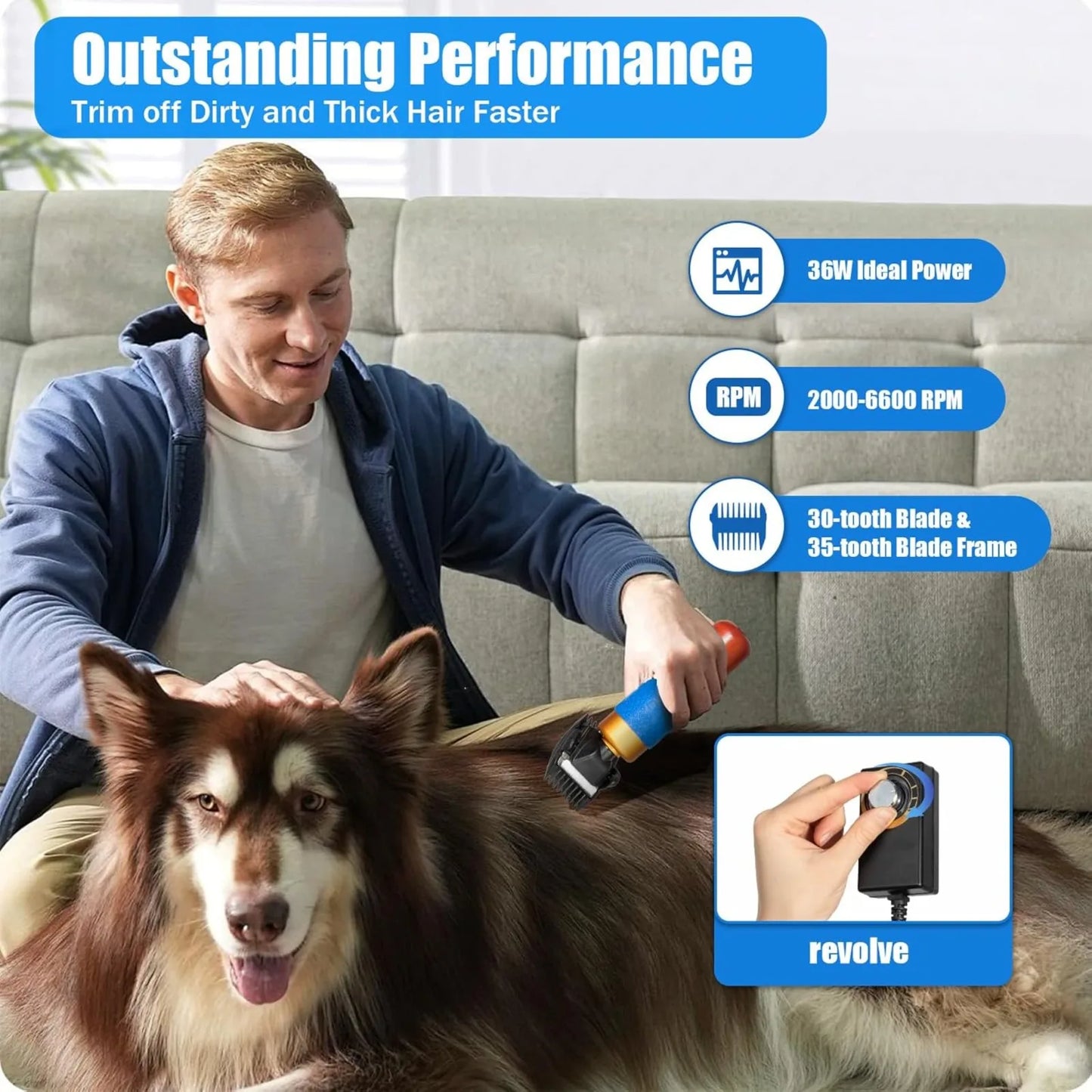 Bymaocar 200W Pet Clippers Low Noise Dog Cat Grooming Kit