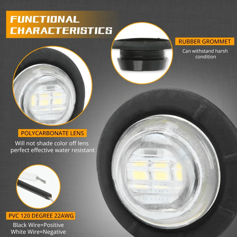 12V Round Trailer Side Marker Lights For Truck Trailer Boat