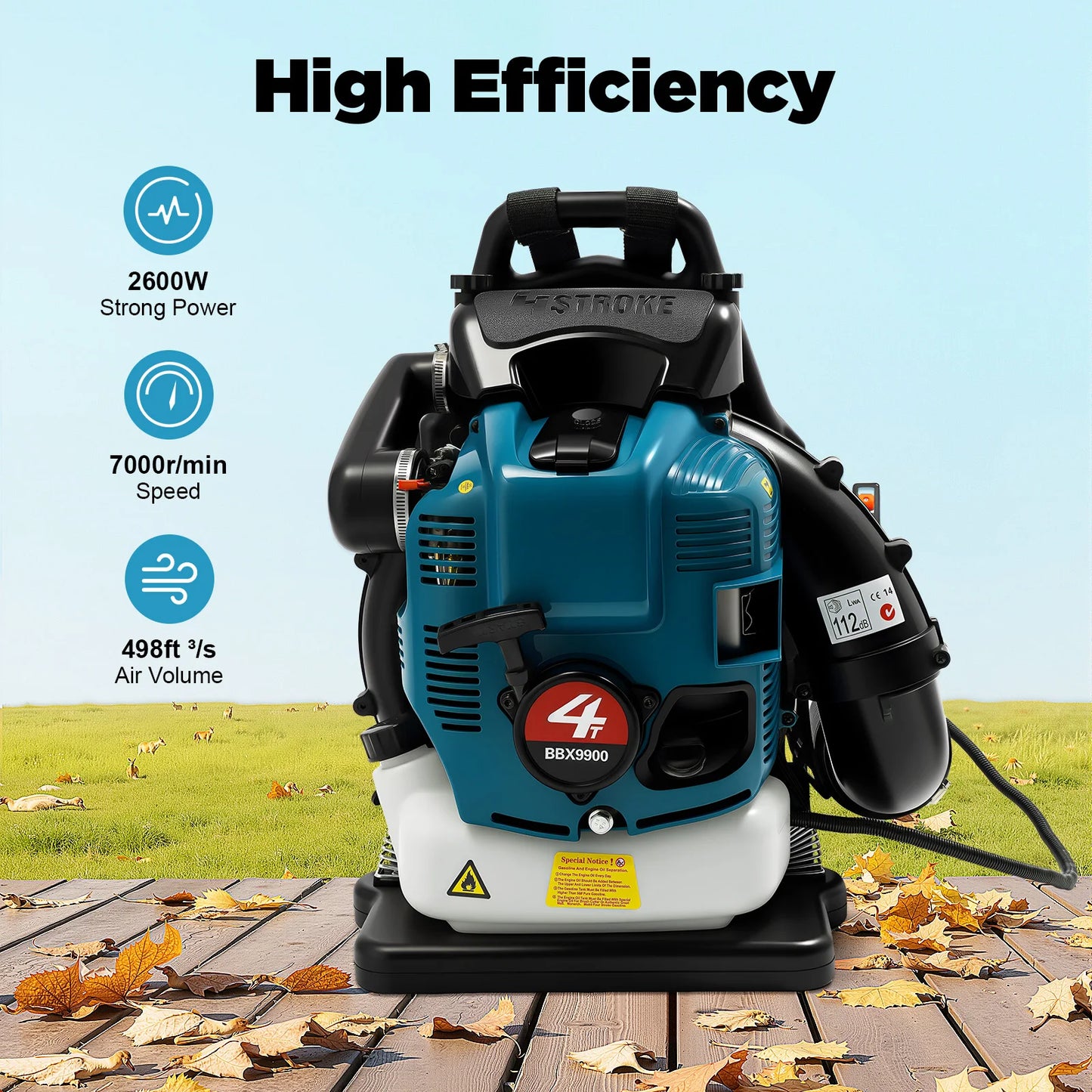 Bymaocar Backpack Leaf Blower 75.6cc 4-Stroke Gas Engine for Yard Debris