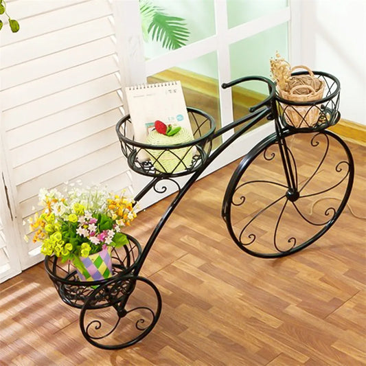 3 Tier Wrought Iron Bicycle Plant Stand For Indoor Outdoor