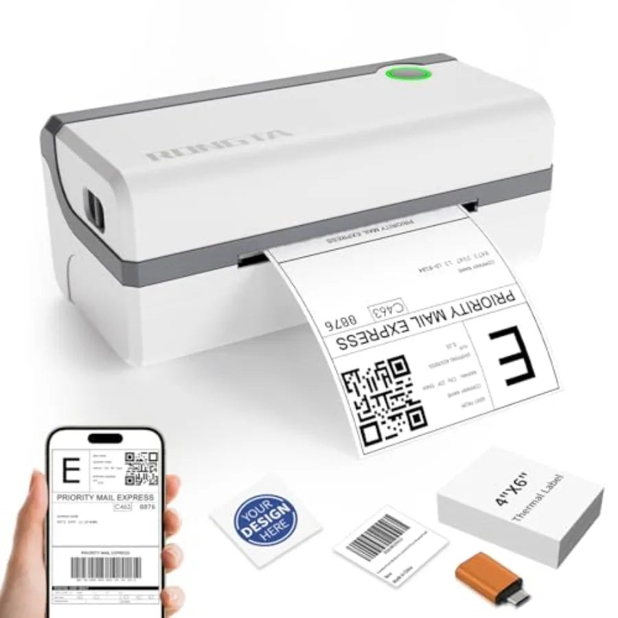 Bluetooth Thermal Shipping Label Printer 4x6 for Android iPhone