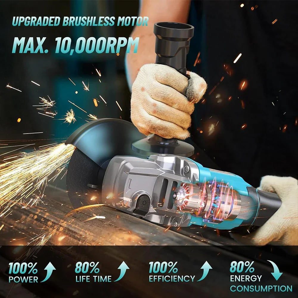 Seesii 21V Brushless Angle Grinder Multifunction Cutting Polishing Tool