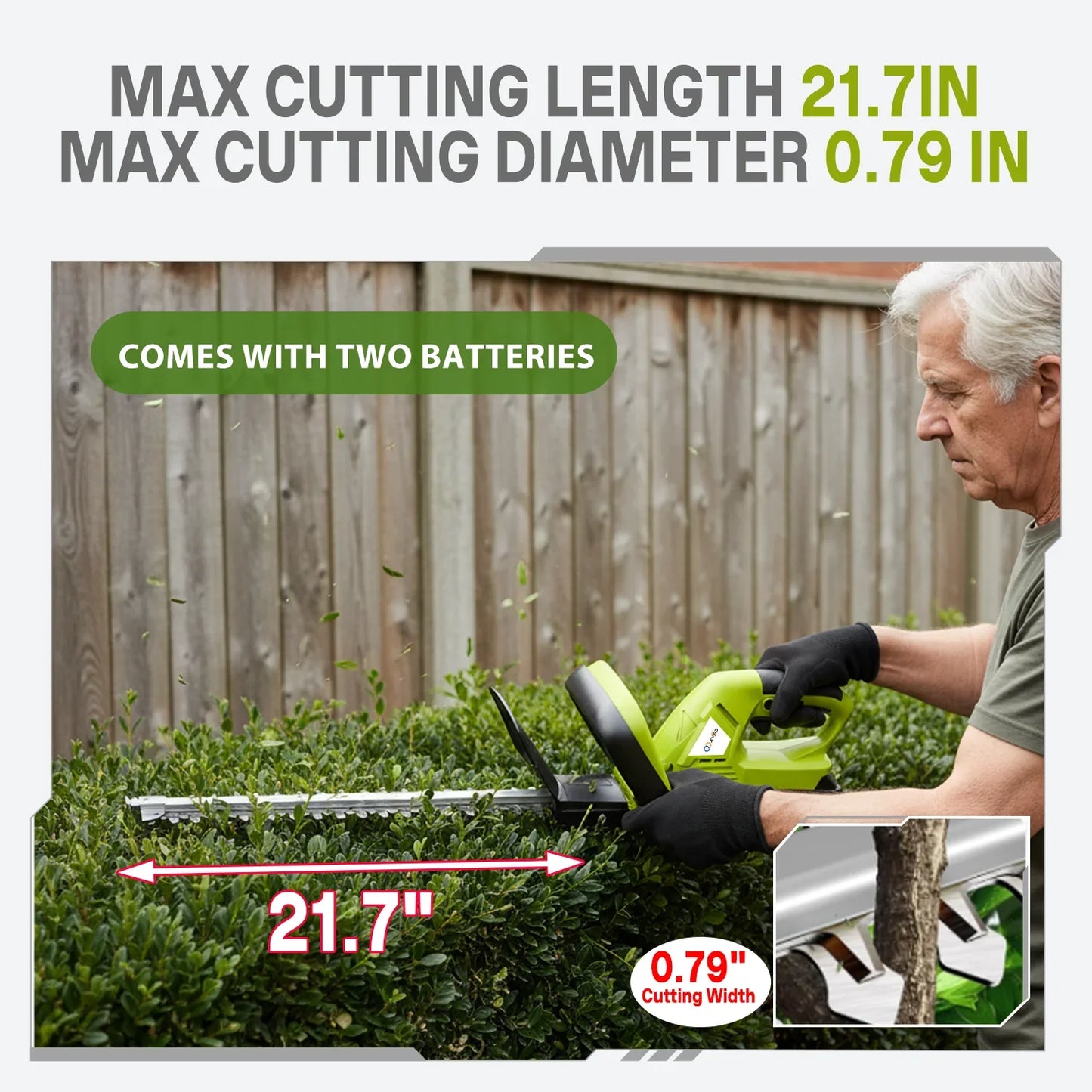 Brushless Electric Hedge Trimmer With Safety Lock Includes Batteries Blade Guard