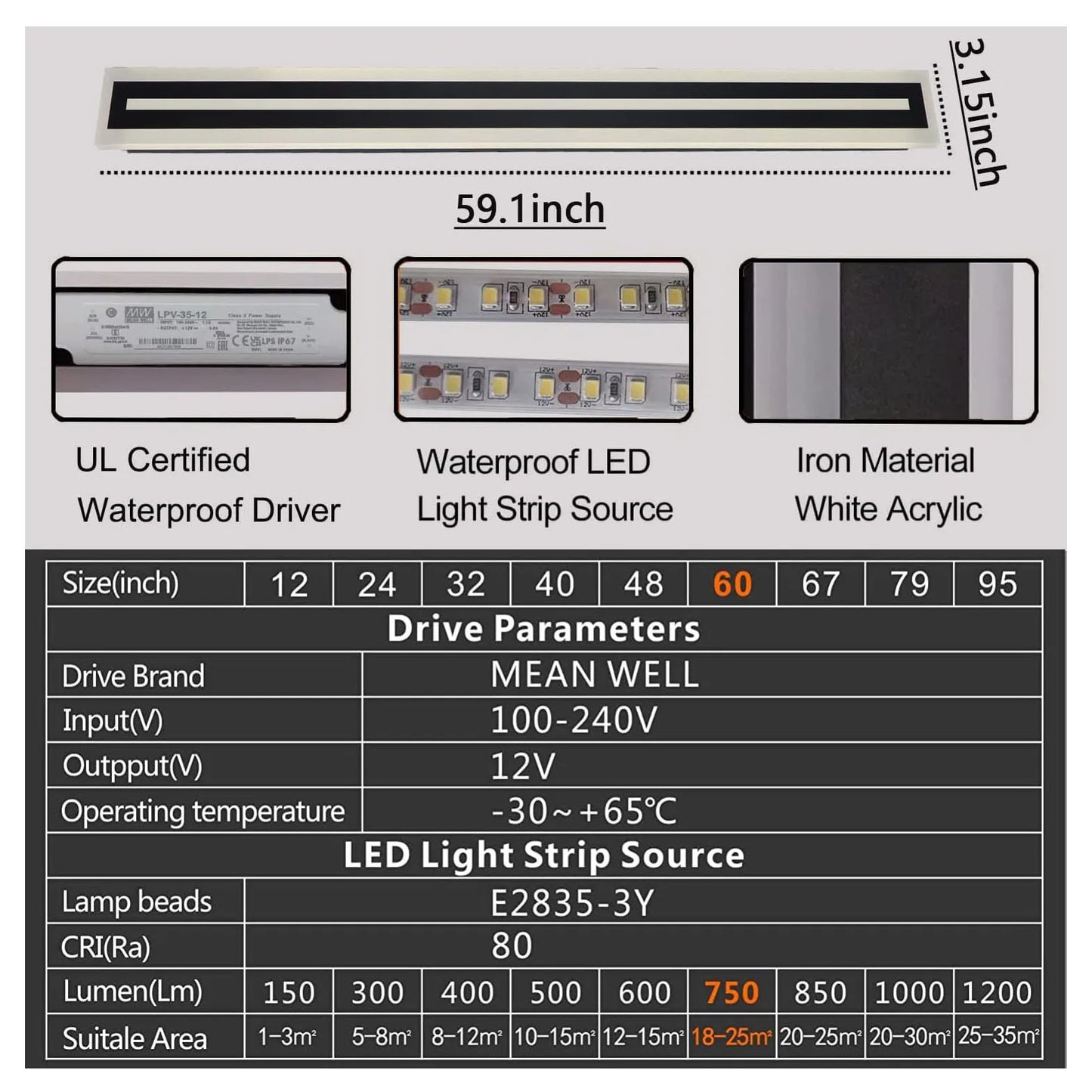 Outdoor Long Strip Modern LED Wall Lighting Fixture Sconce
