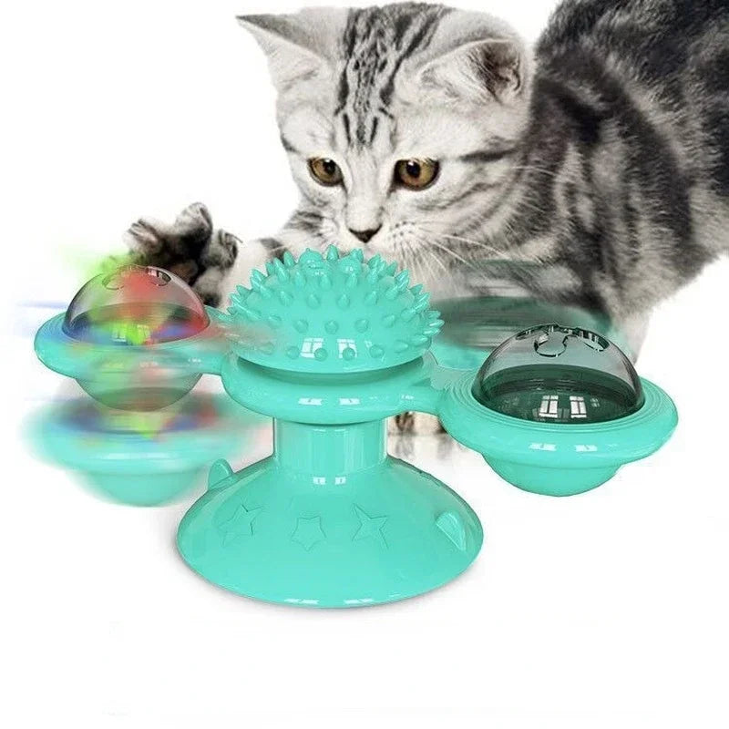 Windmill Cat Toy Interactive Puzzle Whirligig Turntable for Cats