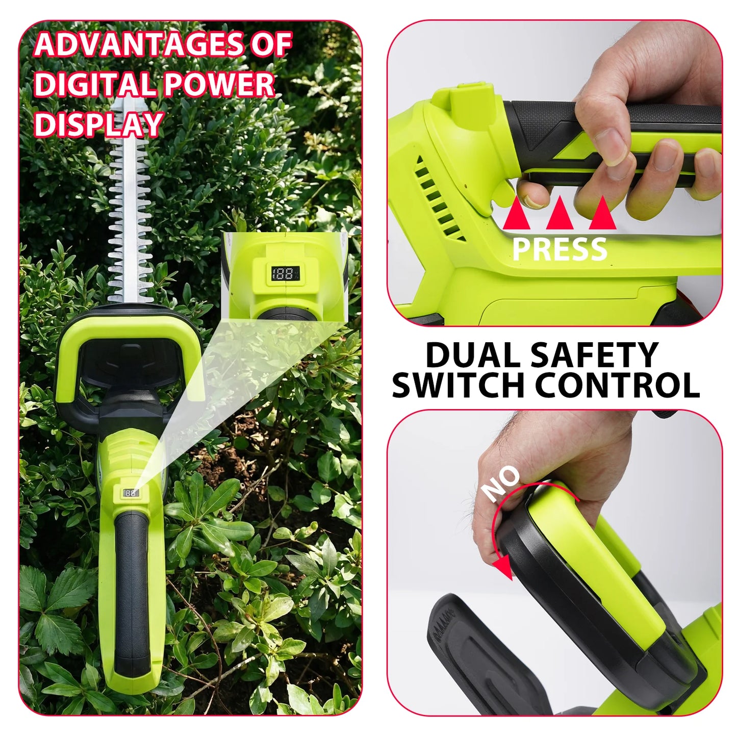 Brushless Electric Hedge Trimmer With Safety Lock Includes Batteries Blade Guard