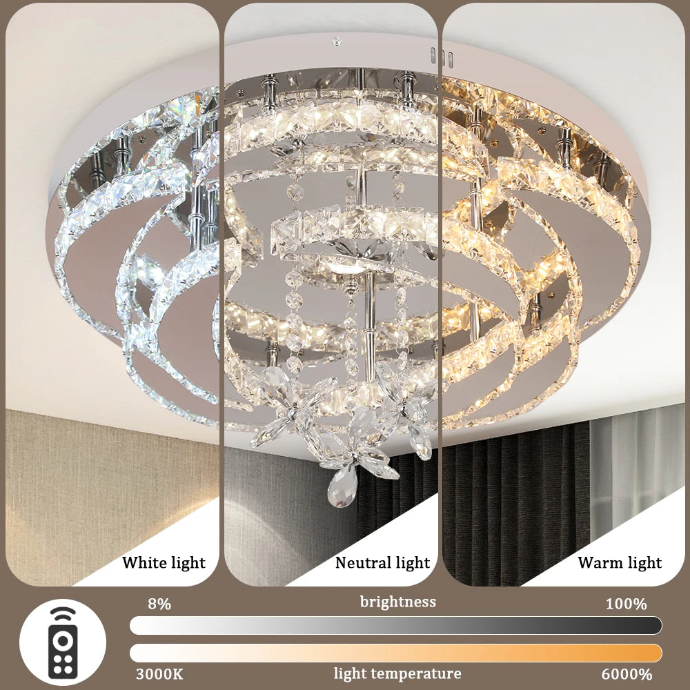 Vetrulus Luxury K9 Crystal Chandelier Modern Dimmable Ceiling Lamp