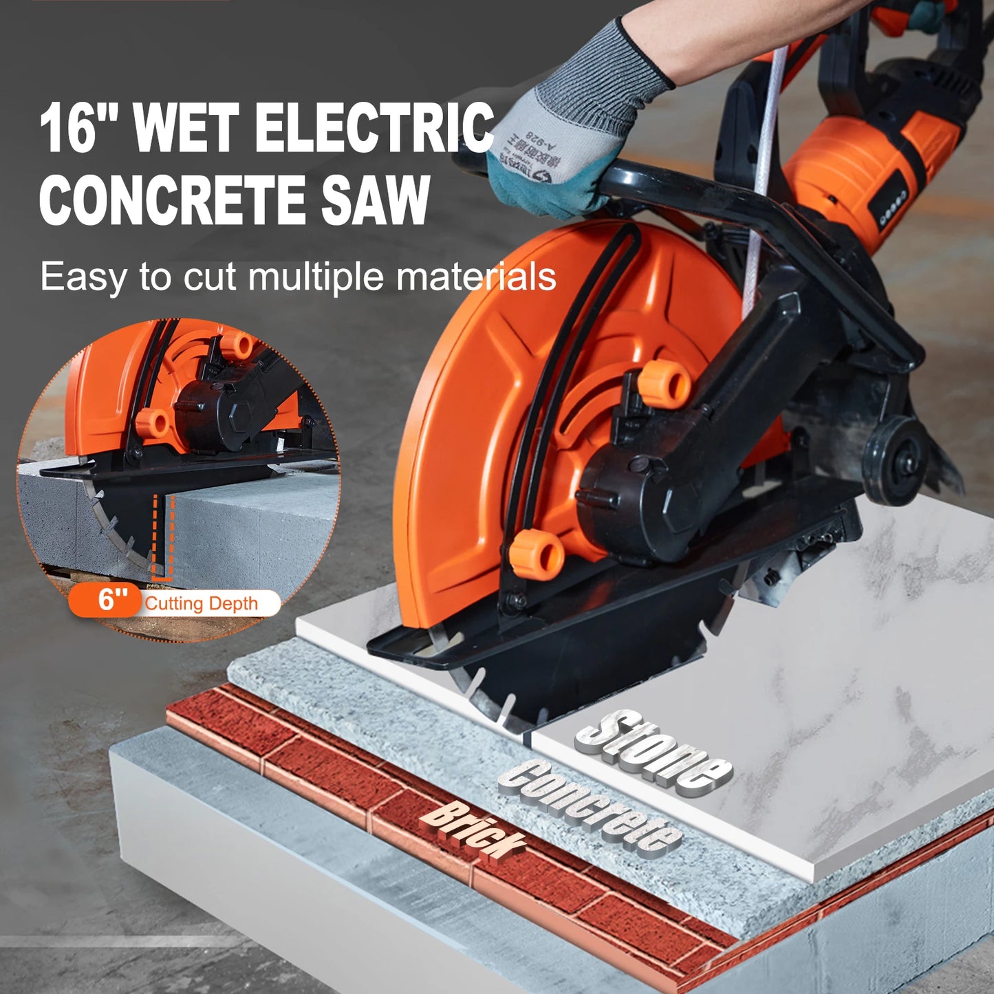 Electric Concrete Saw 3200W 15A Motor Wet Cutting Tool