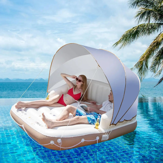 Moccha Inflatable Island With Canopy Party Floats SPF50 Sunshade