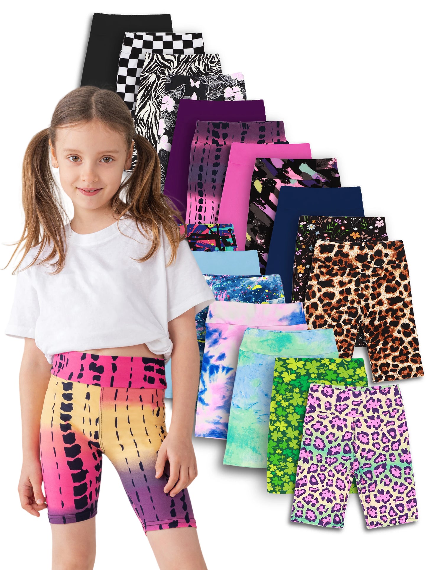 Five Piece Girls Yoga Shorts Set High Waist Dance Sports