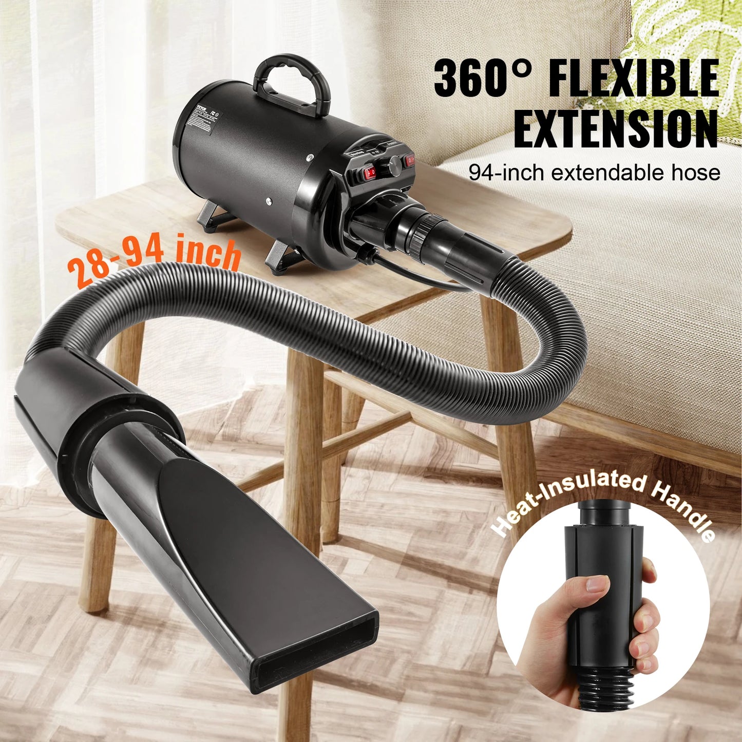 SucceBuy 2800W Dog Blow Dryer With Adjustable Speed And Nozzles
