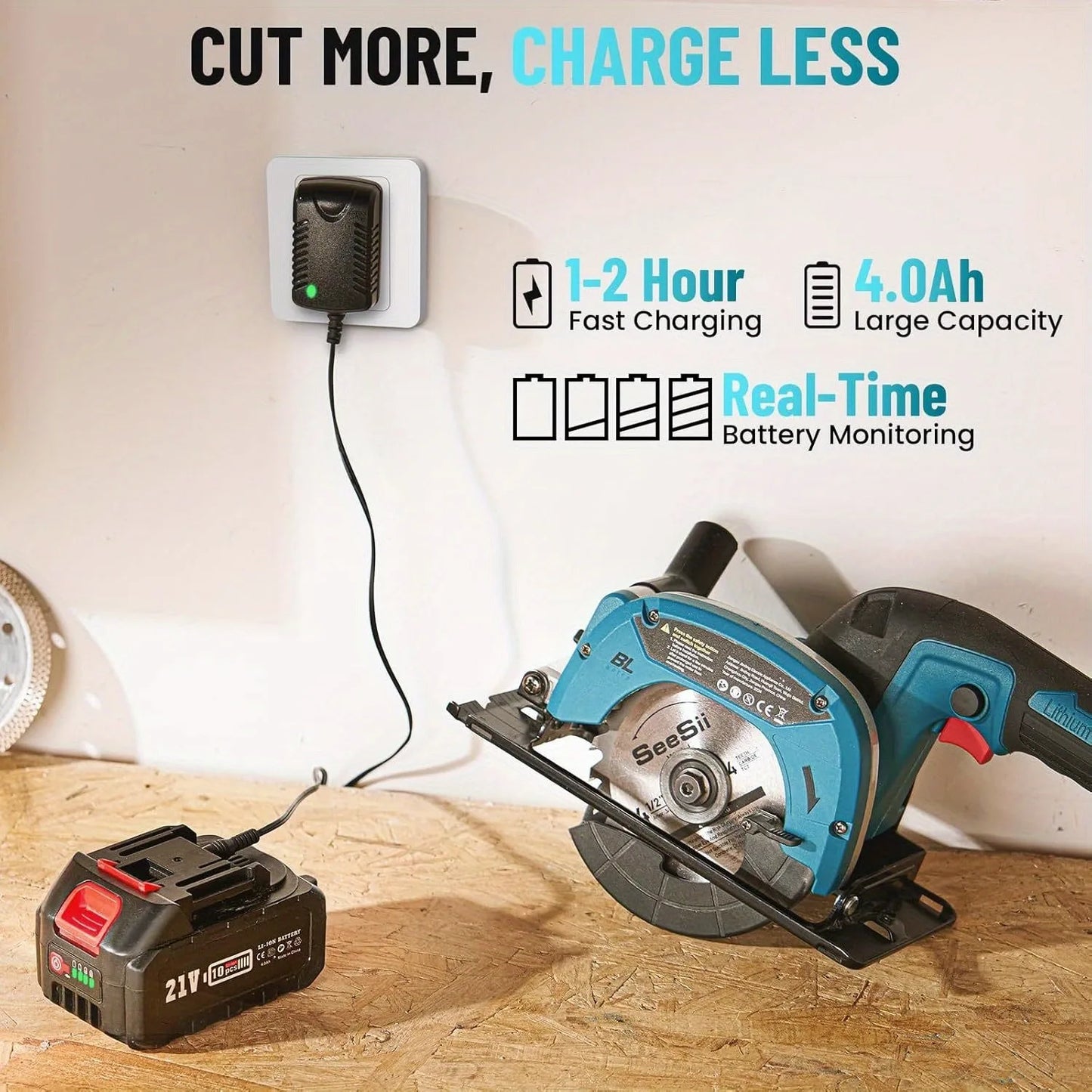 Seesii Cordless Mini Circular Saw Brushless 5000 RPM Compact