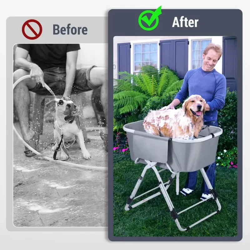 Elevated Foldable Dog Bath Tub For Medium To Large Pets