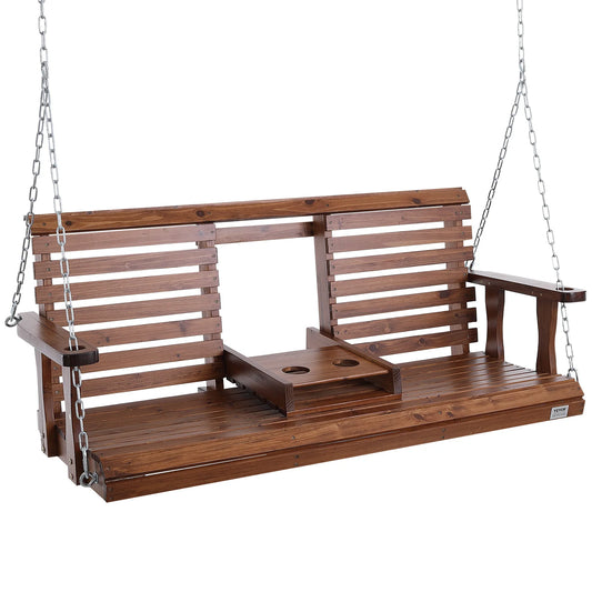 SucceBuy Wooden Porch Swing Patio Bench With 880 Lbs Capacity