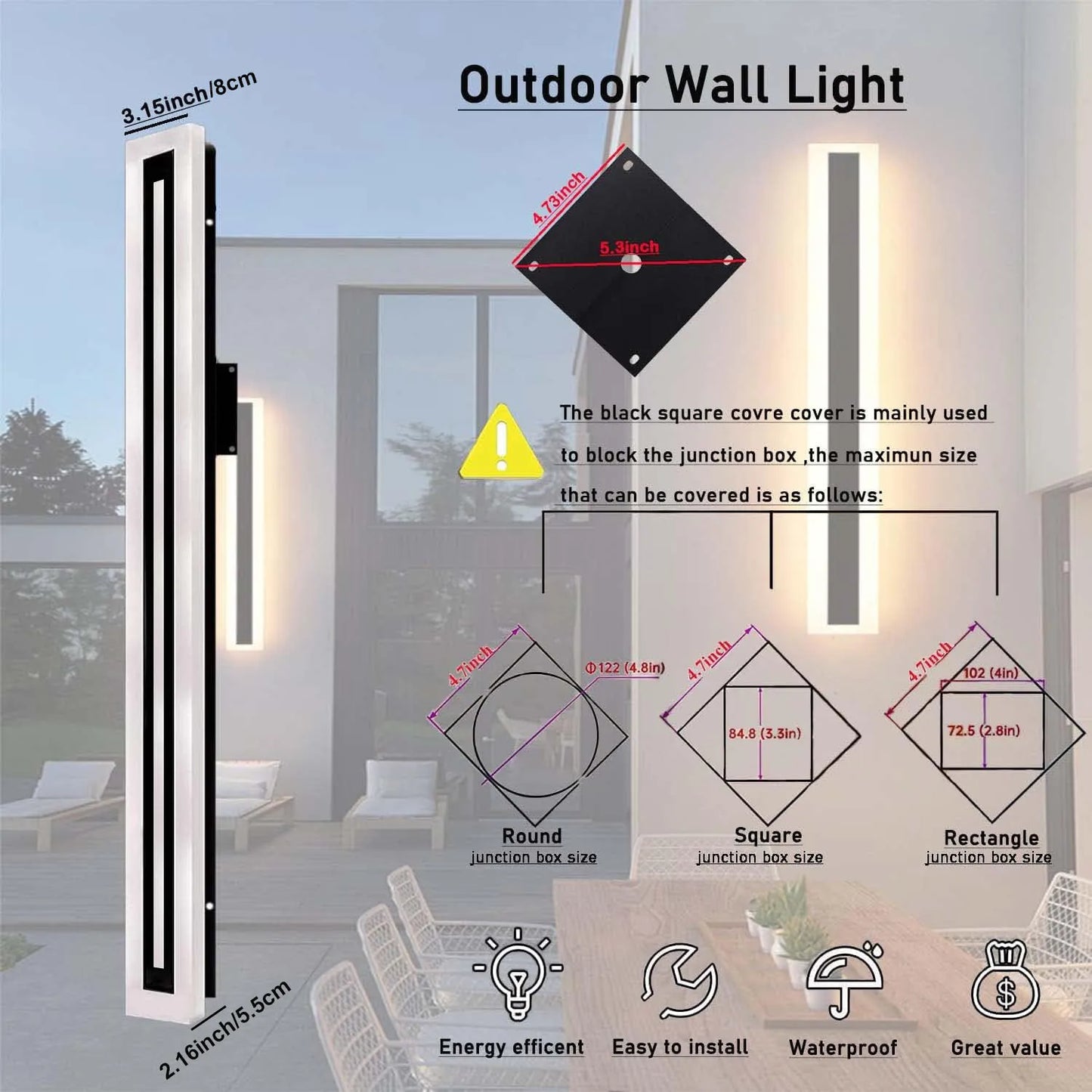 Outdoor Long Strip Modern LED Wall Lighting Fixture Sconce