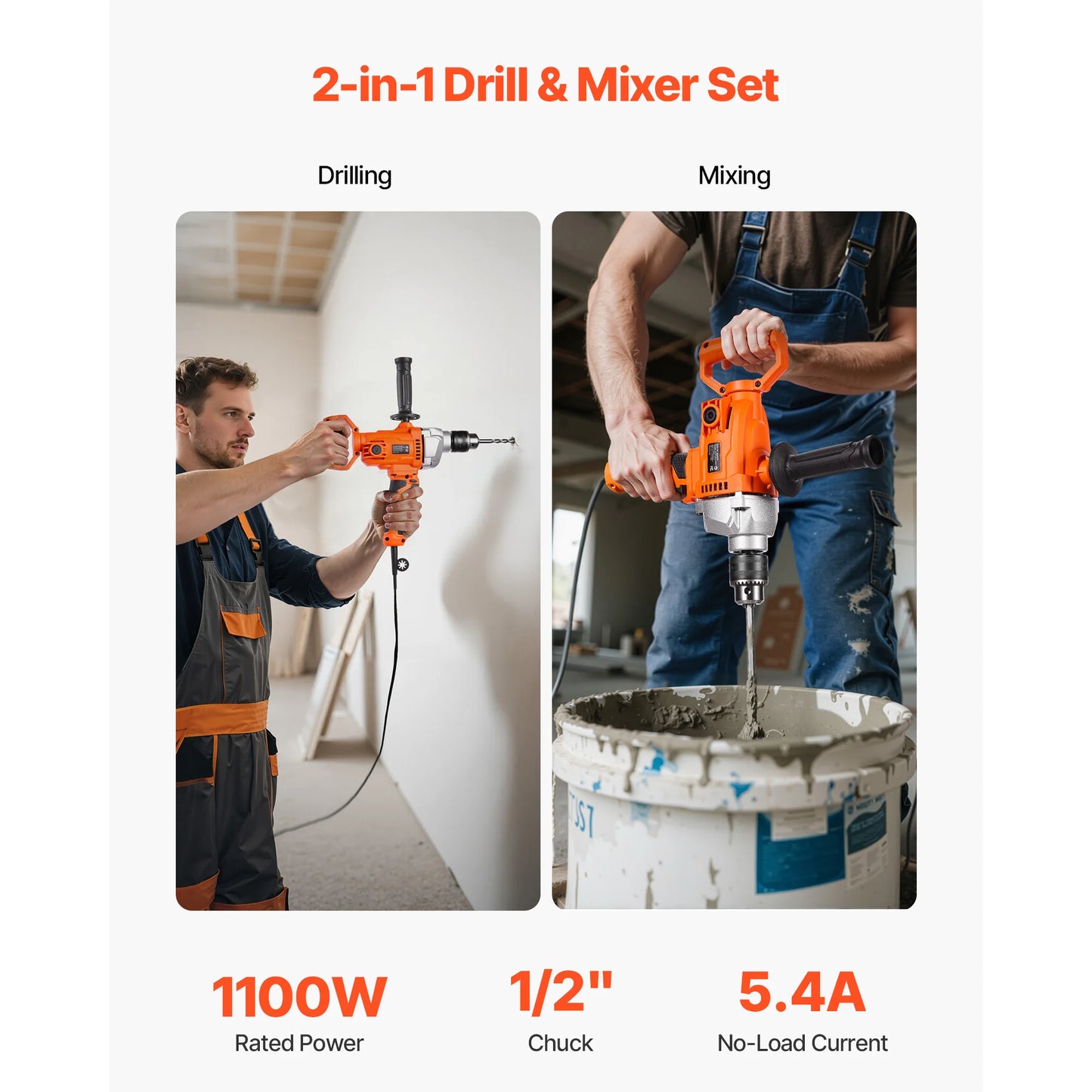 SucceBuy Drill Mixer Corded Electric With D Handle For Cement