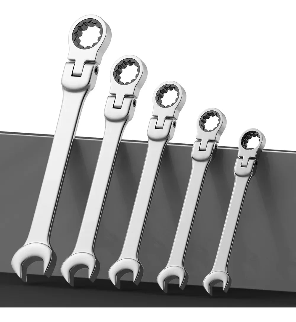 WOZOBUY 16Pcs Premium Flex Head Ratcheting Wrench Set Storage
