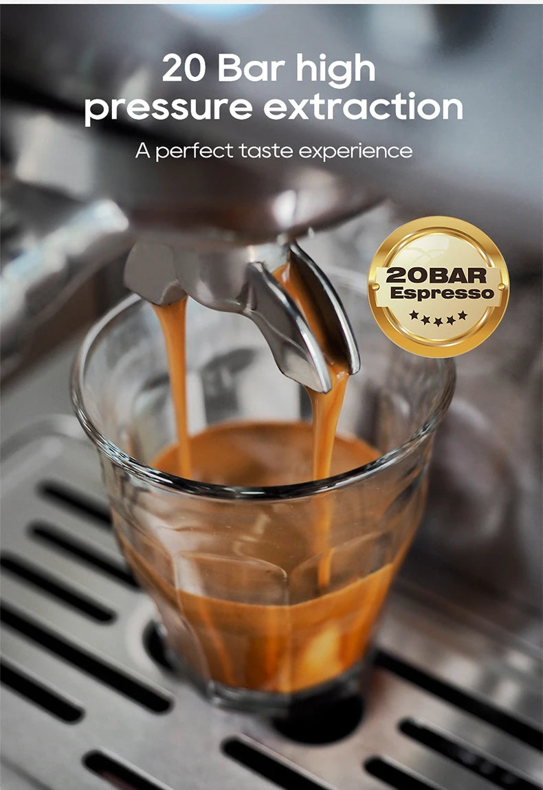 HiBREW 20 Bar Semi Automatic Espresso Temperature Adjustable 58mm Portafilter