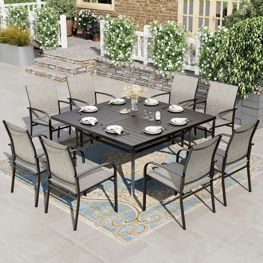 XMSJ 9 Piece Patio Dining Set Outdoor Table And Chairs