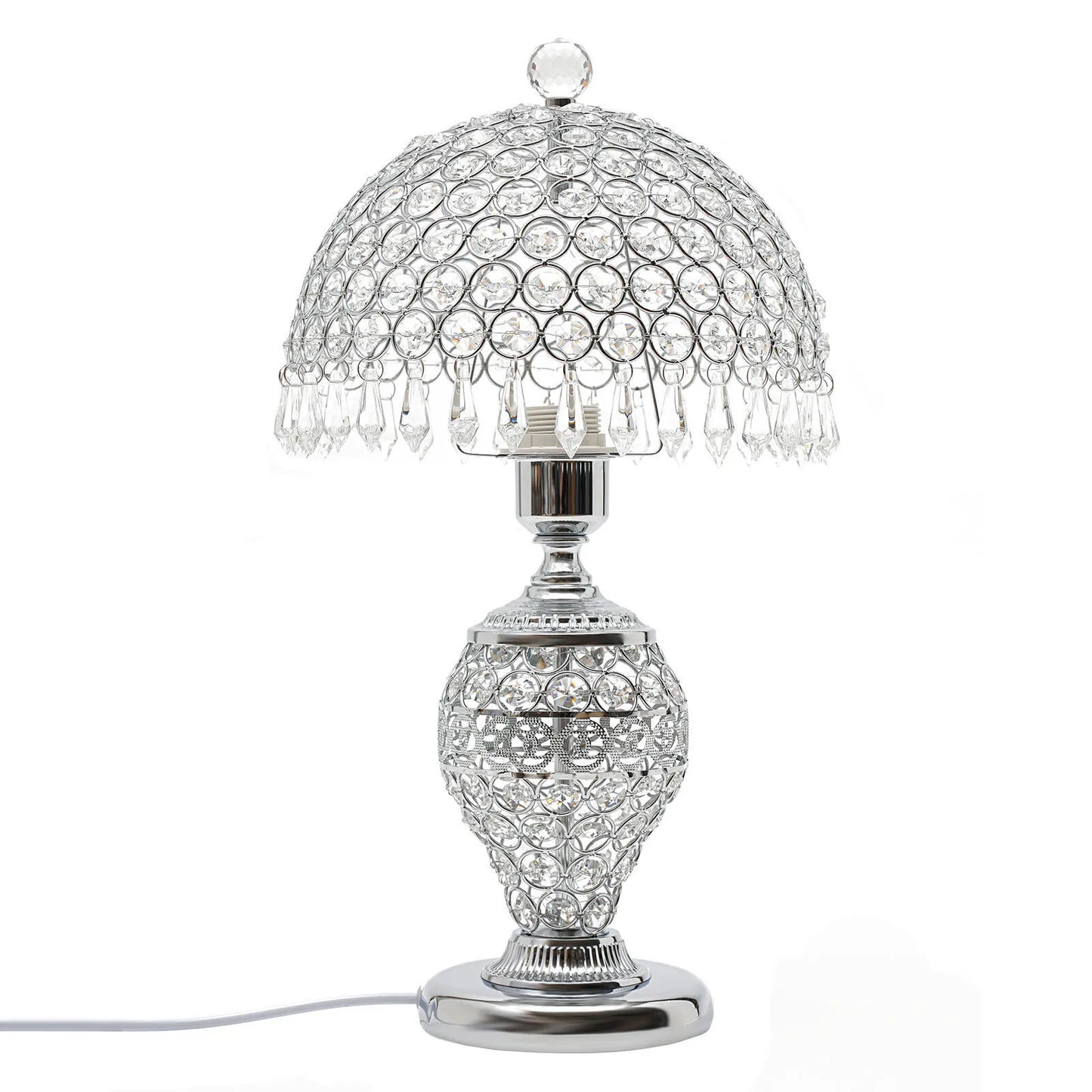 Crystal Table Lamp With Hanging Crystal Drops For Living Room