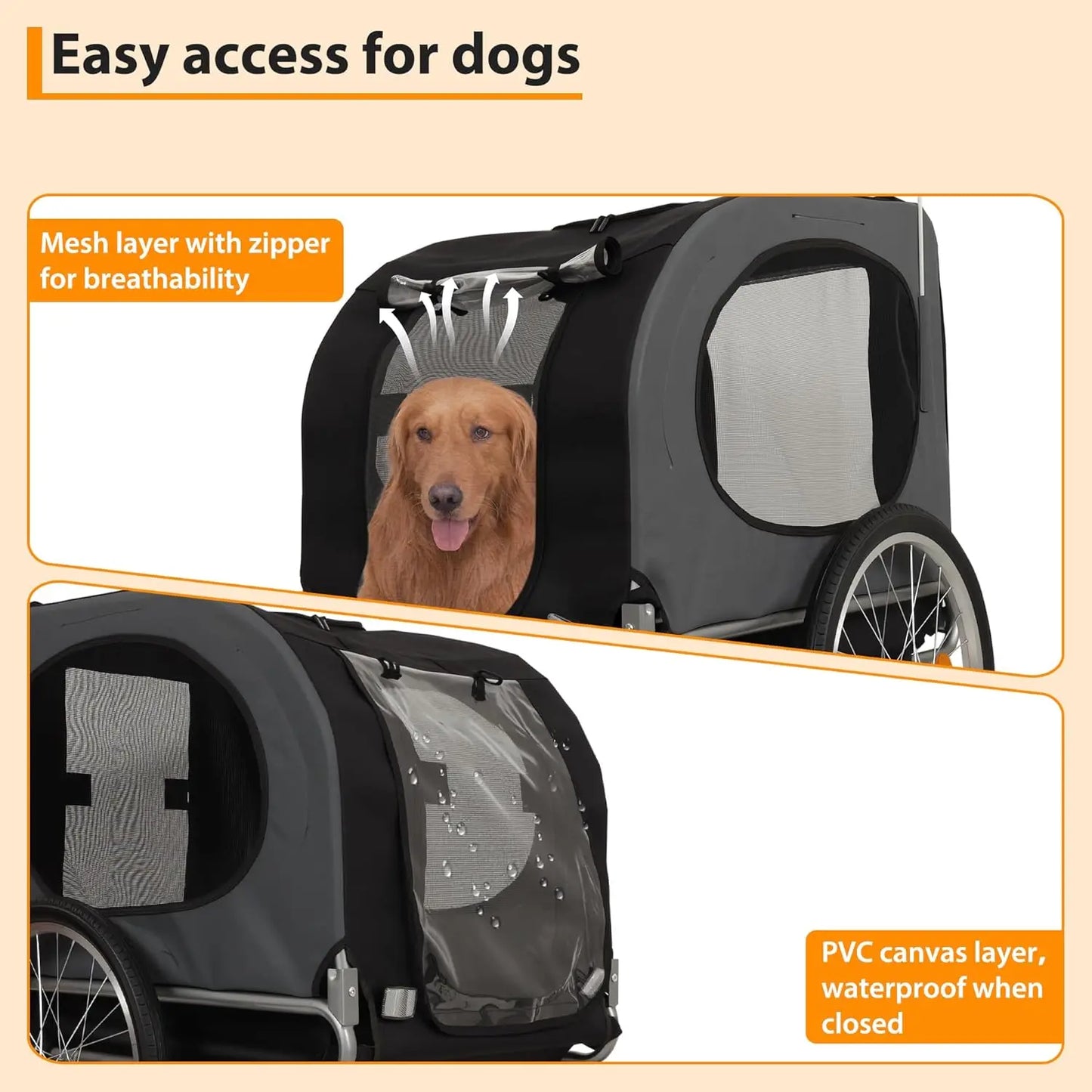HiMISS Steel Dog Bike Trailer with Universal Coupler